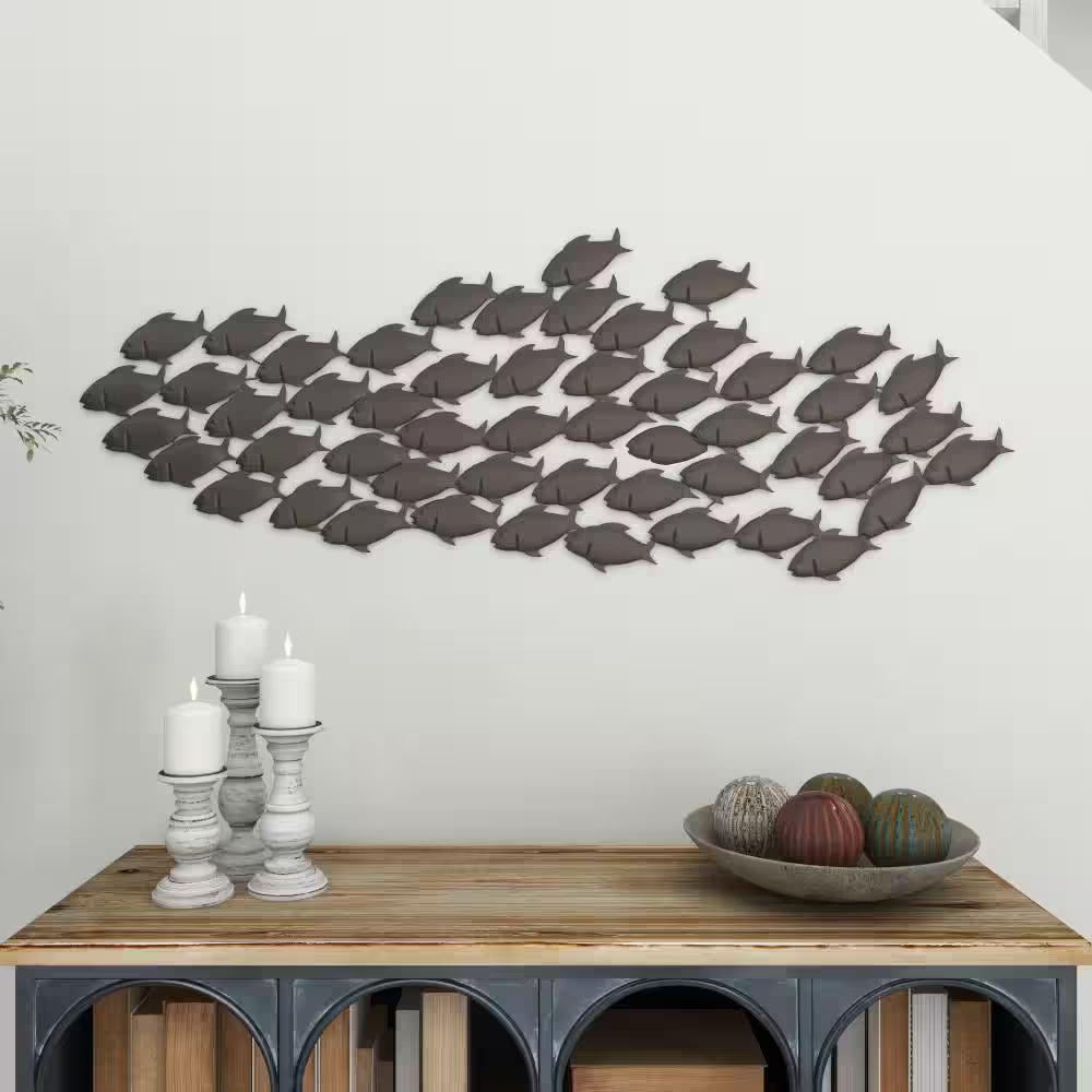 Metal Dark Brown Fish Wall Decor - 53 In. X 20 In.