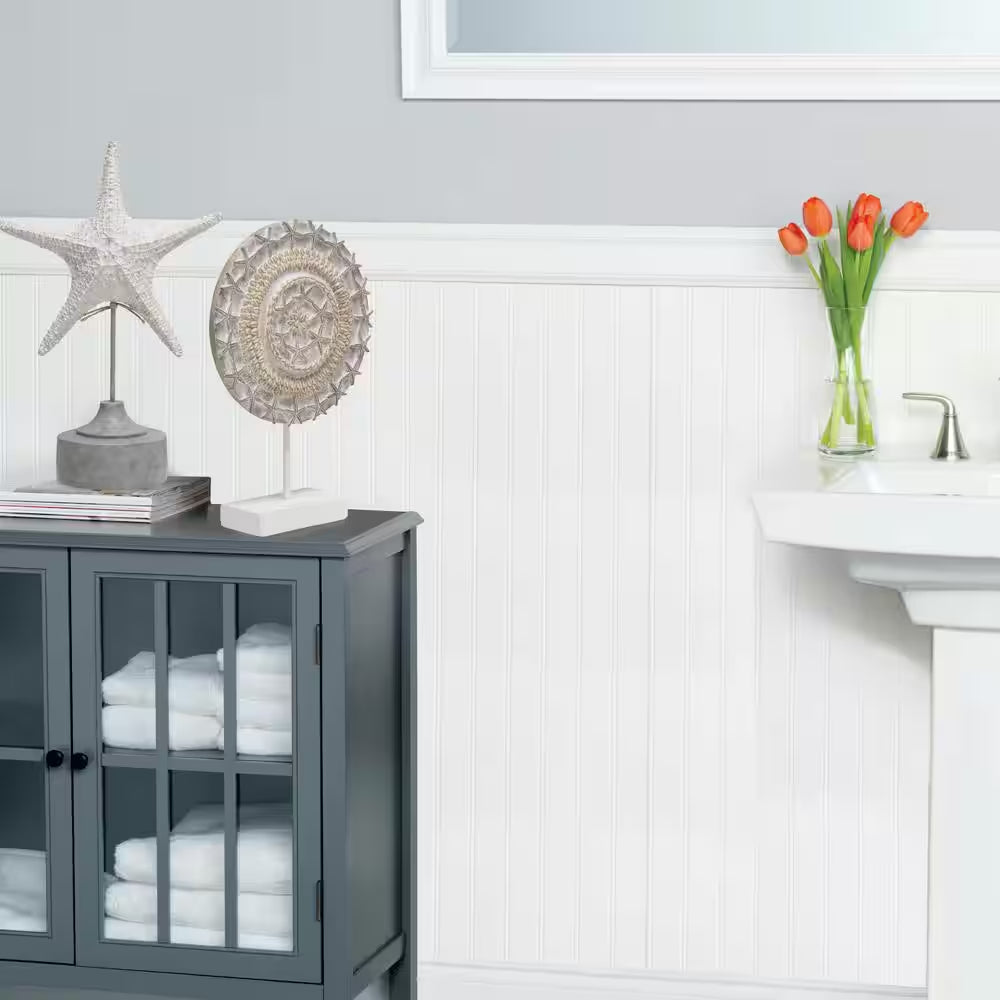 Set of 2-White Coastal round Tabletop Decor