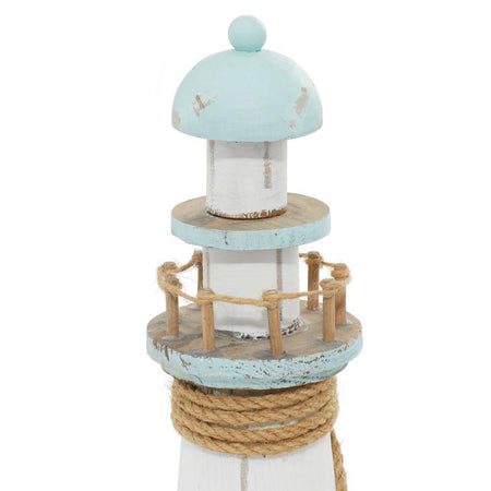 White Wood Light House Sculpture - 6 In. X 15 In. 