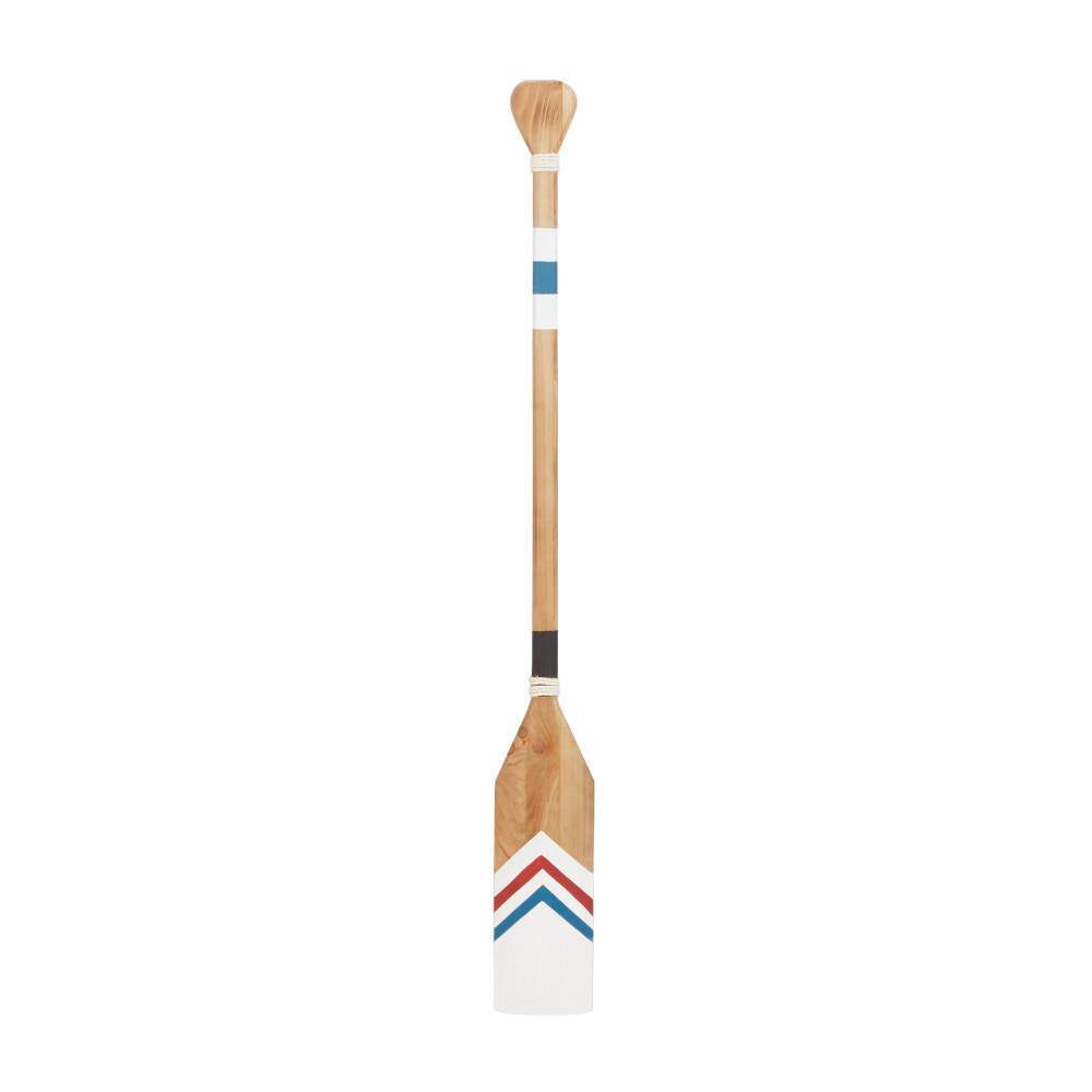 Wood White Novelty Canoe Oar Paddle Wall Decor with Arrow and Stripe Patterns - 7 In. X 58 In.