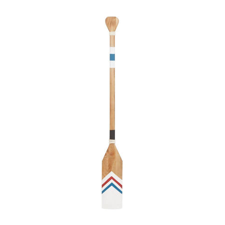 Wood White Novelty Canoe Oar Paddle Wall Decor with Arrow and Stripe Patterns - 7 In. X 58 In.