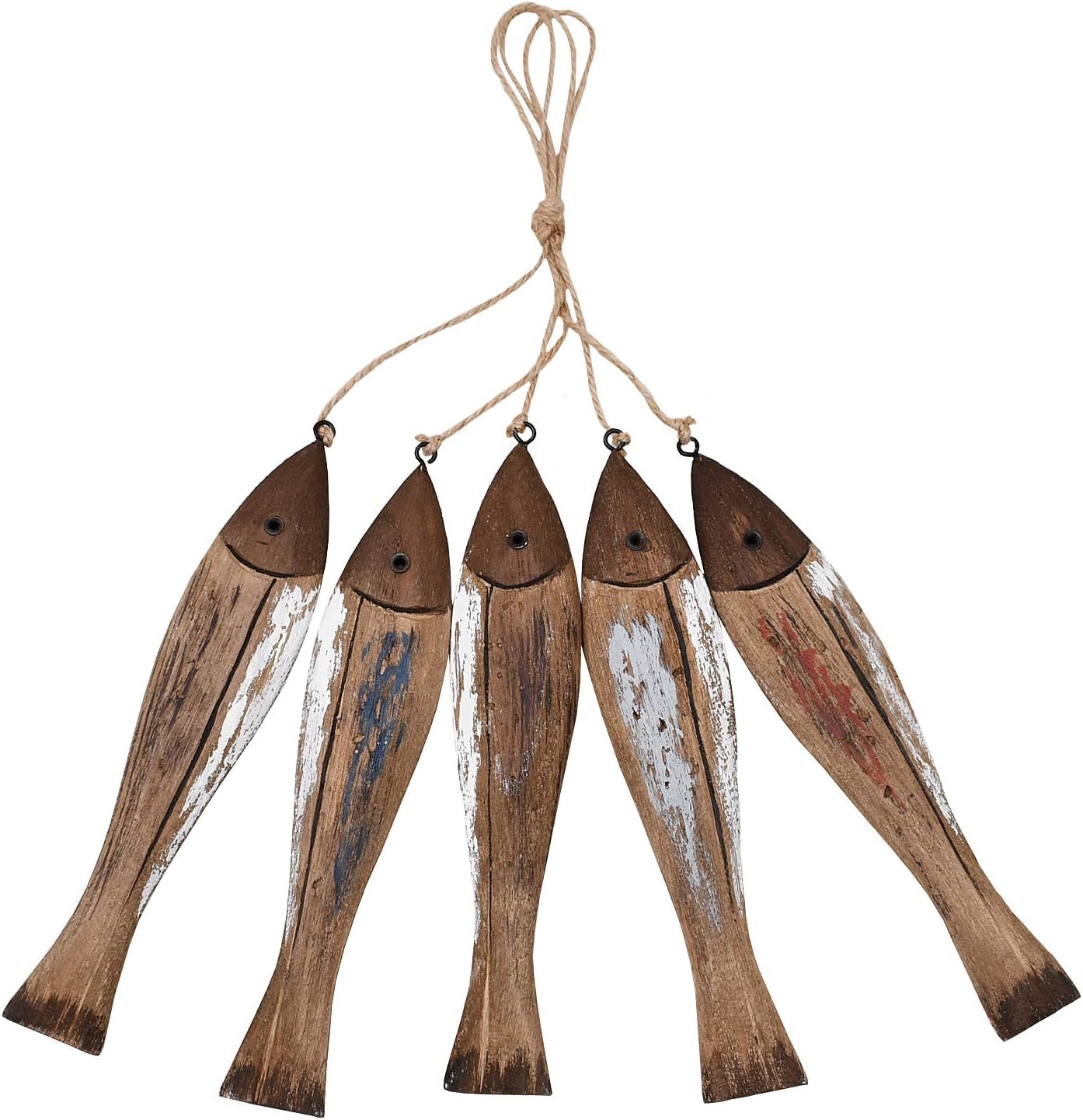 Wood Fish Wall Decor Nautical Decorations for Home Beach House Decorative Coastal Hanging Fish Decor - Set of 2 