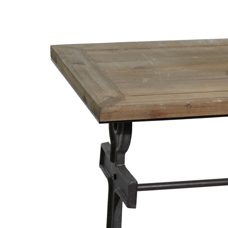 Brown/Black Coastal Rectangular Metal Console Table with Metal Anchor Shaped Base, 48"W X 31"H