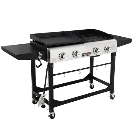 Burner Gas Grill and Griddle Combo with Side Table