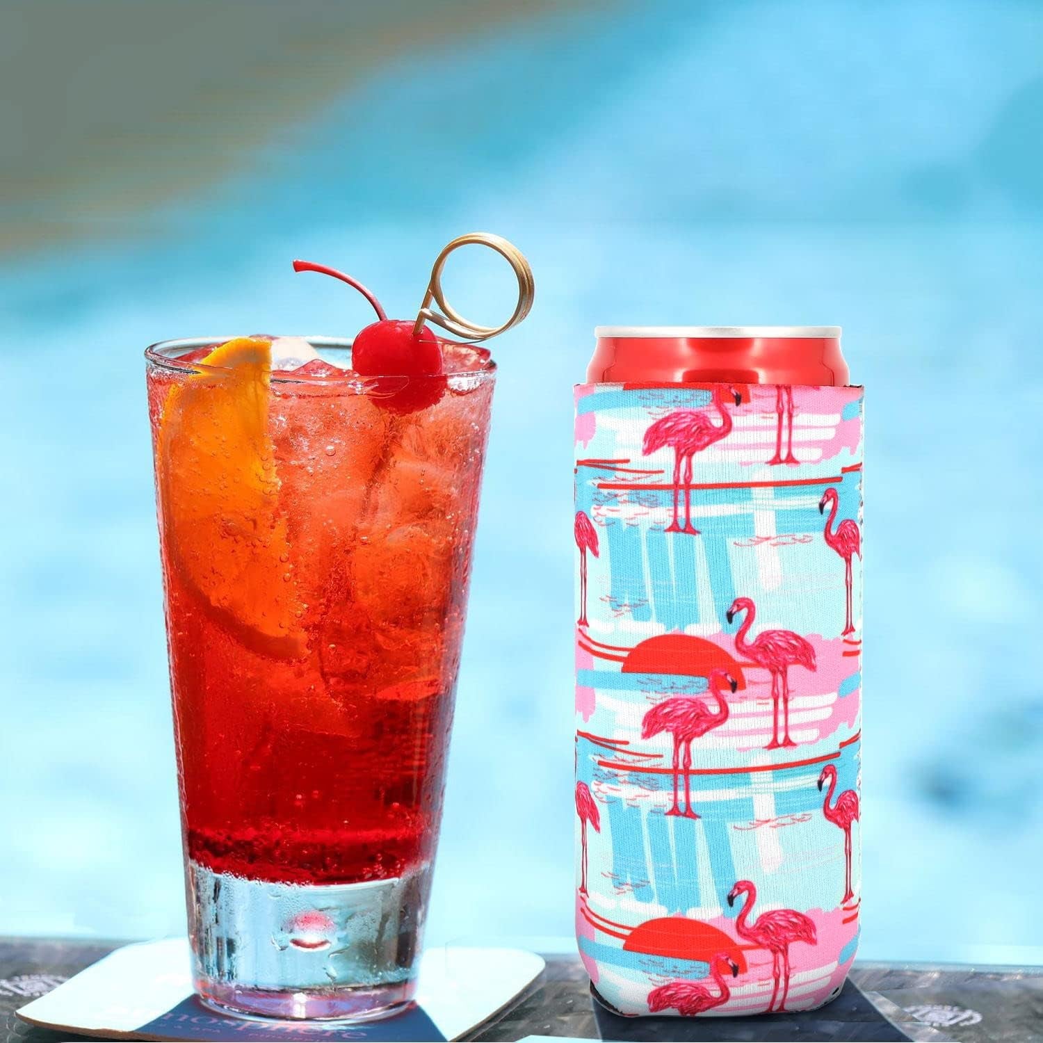 Slim Can Cooler (2Pack) - American Flag - Fits 12Oz Slim Cans - Keeps Drinks Cool & Hands Dry