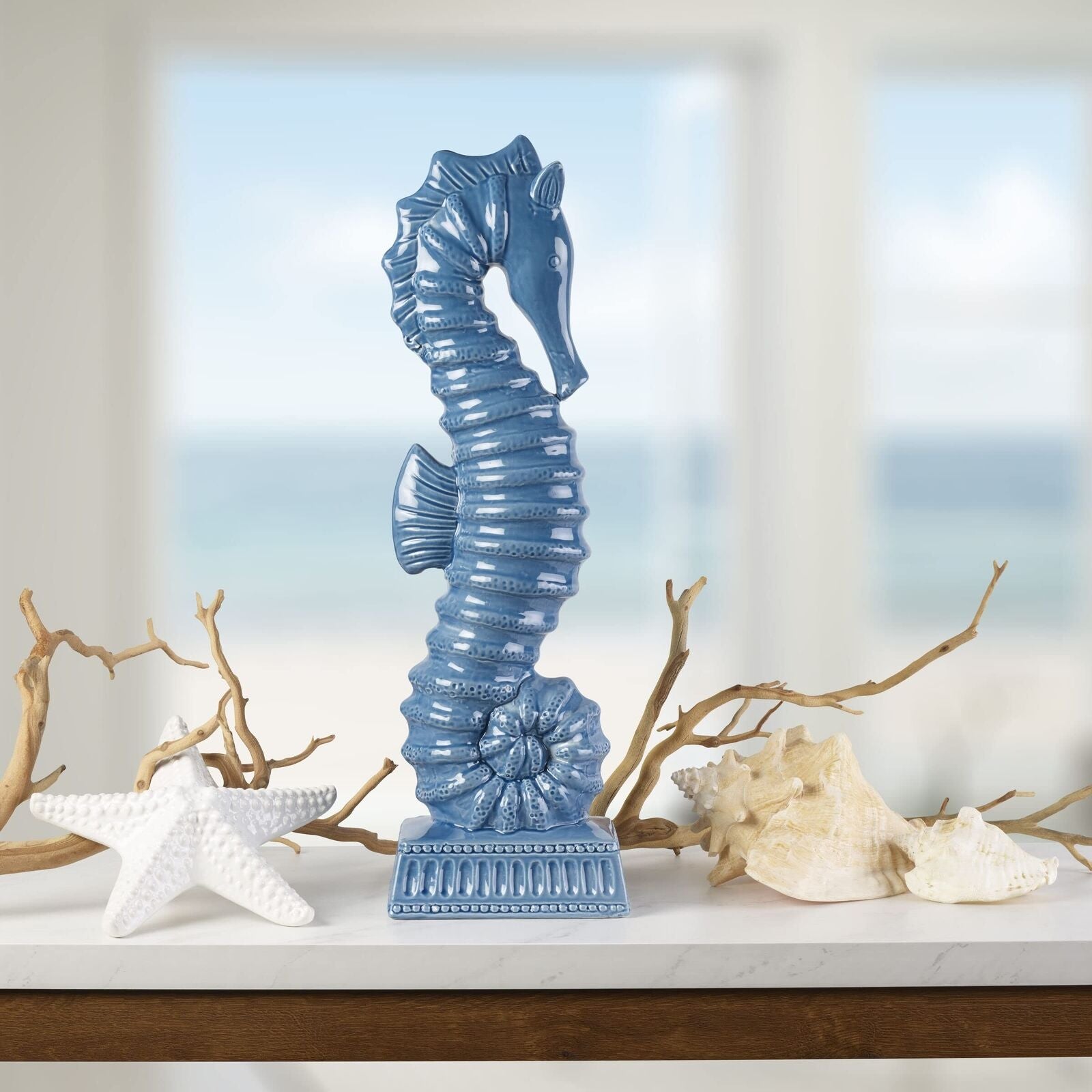 Coastal Home Seahorse Figurine, Blue