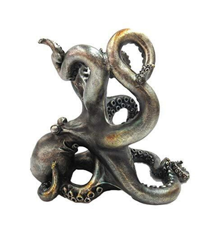 Rustic Silver Octopus Wine Holder 7.5 Inch Tall Tabletop Bar Counter