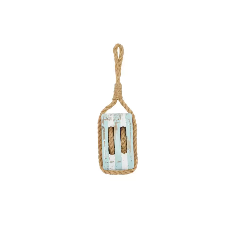 Wood Blue Pulley Sail Boat Wall Decor - 14 In. X 4 In.