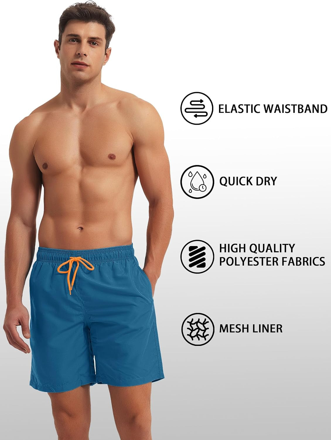 Men's Summer Swim Trunks Quick Dry Surf Shorts Bathing Suit Shorts with Mesh Lining