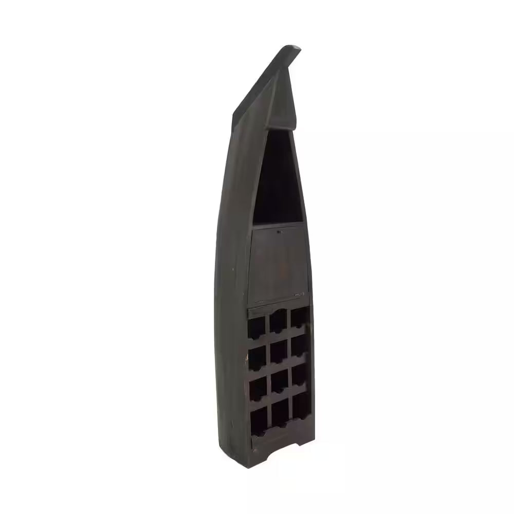 12-Bottle Brown Boat Standing Wine Rack with Foldable Tray