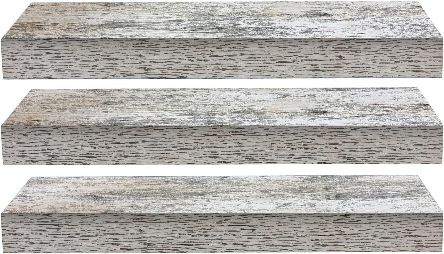 Floating Shelves - 3 Pack 16 Inch Rustic Wall Shelves for Bedroom, Kitchen, Living Room, Bathroom Shelves, Home Decor, Office - Floating Shelf for Trophy, Books, Frames, Toilet Paper