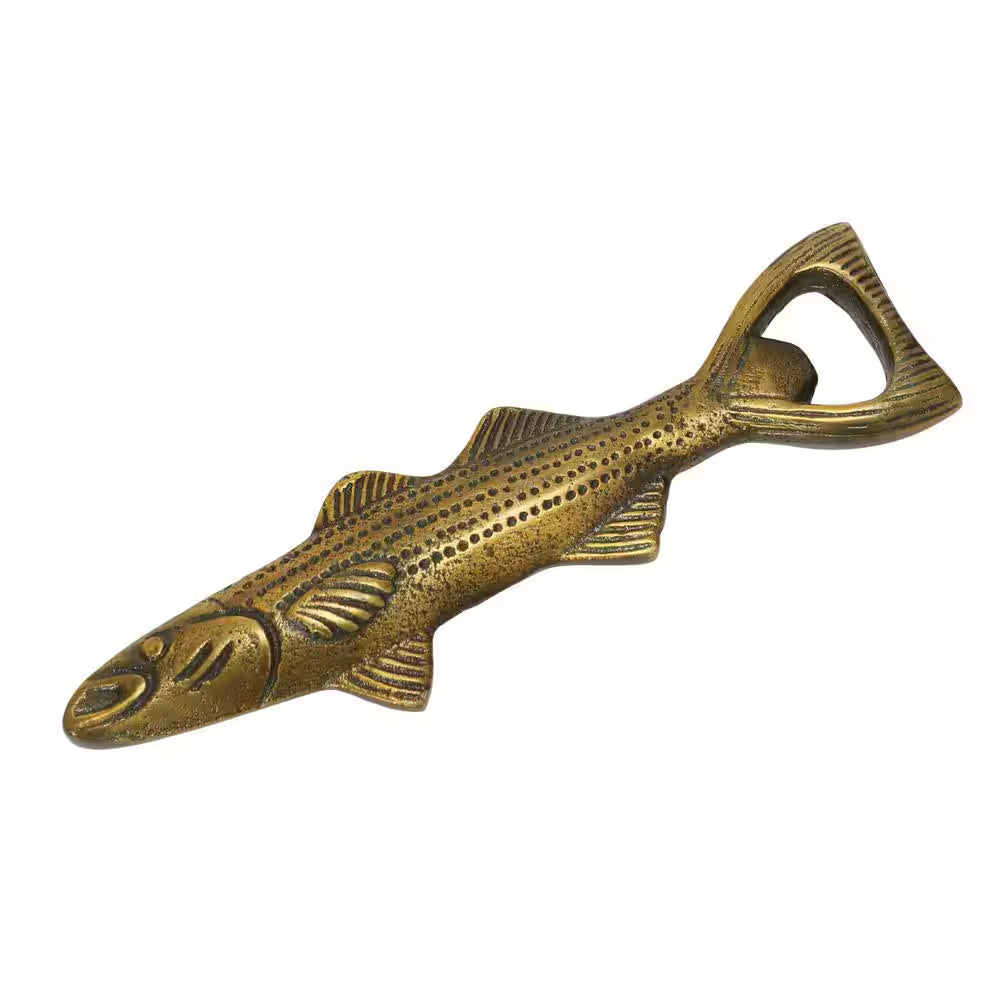 Antique Gold Cast Aluminum Fish Shaped Bottle Opener
