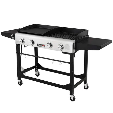 Burner Gas Grill and Griddle Combo with Side Table