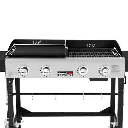 Burner Gas Grill and Griddle Combo with Side Table