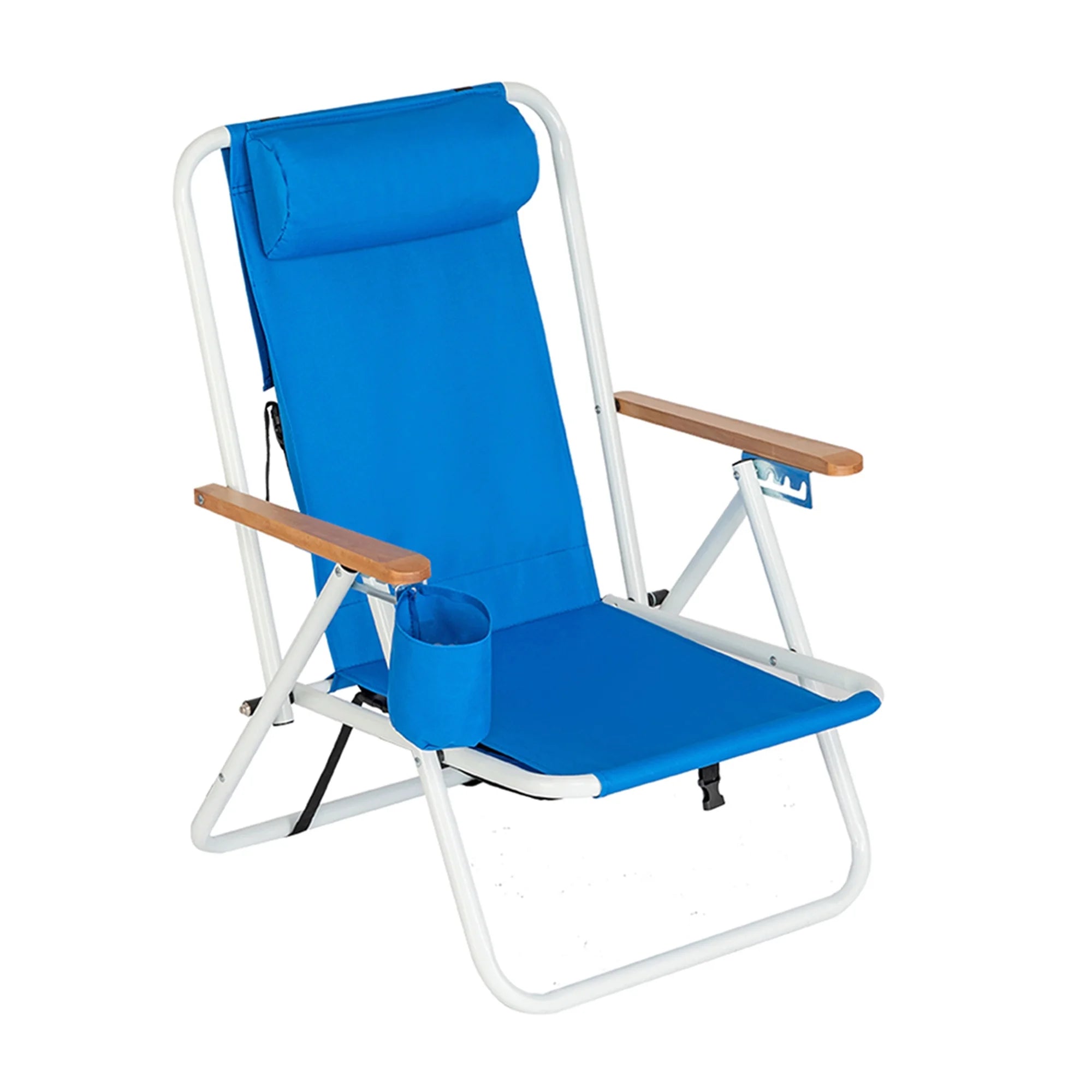 Portable High Strength Beach Chair with Adjustable Headrest, Portable Folding Chair, Reclining Chair 