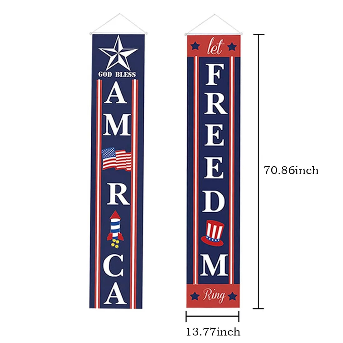 4th of July Porch Sign Patriotic Door Decoration - Fourth of July & Memorial Day Independence Day Flag Day Labor Day Hanging Banner for Yard Indoor Outdoor