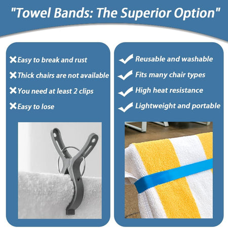 Towel Bands for Cruise & Beach Chairs - Cruise & Beach Pool Chairs Ship Essentials - Must Haves Alternative to Beach Towel Clips - Vacation Towel Bands Accessory Gifts - Thicken 4 PCS
