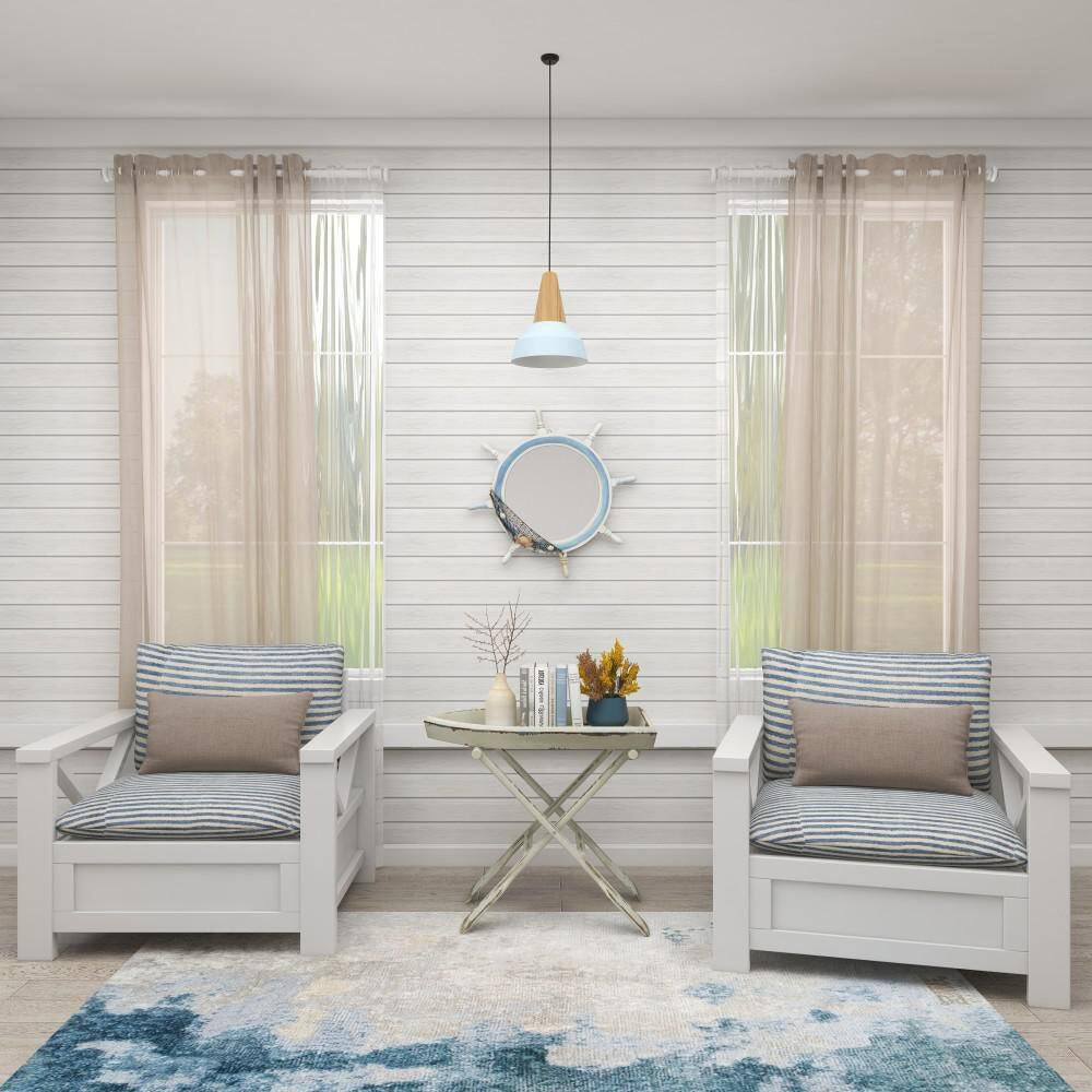 Ship Wheel round Framed White Sail Boat Wall Mirror with Netting Accent - 25 In. X 25 In.