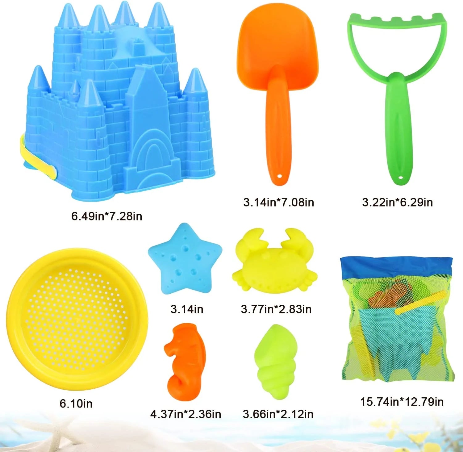 Kids Beach Toy Set, 9-Piece, Multicolor