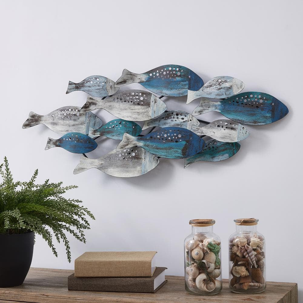 Coastal School of Fish Metal Wall Art