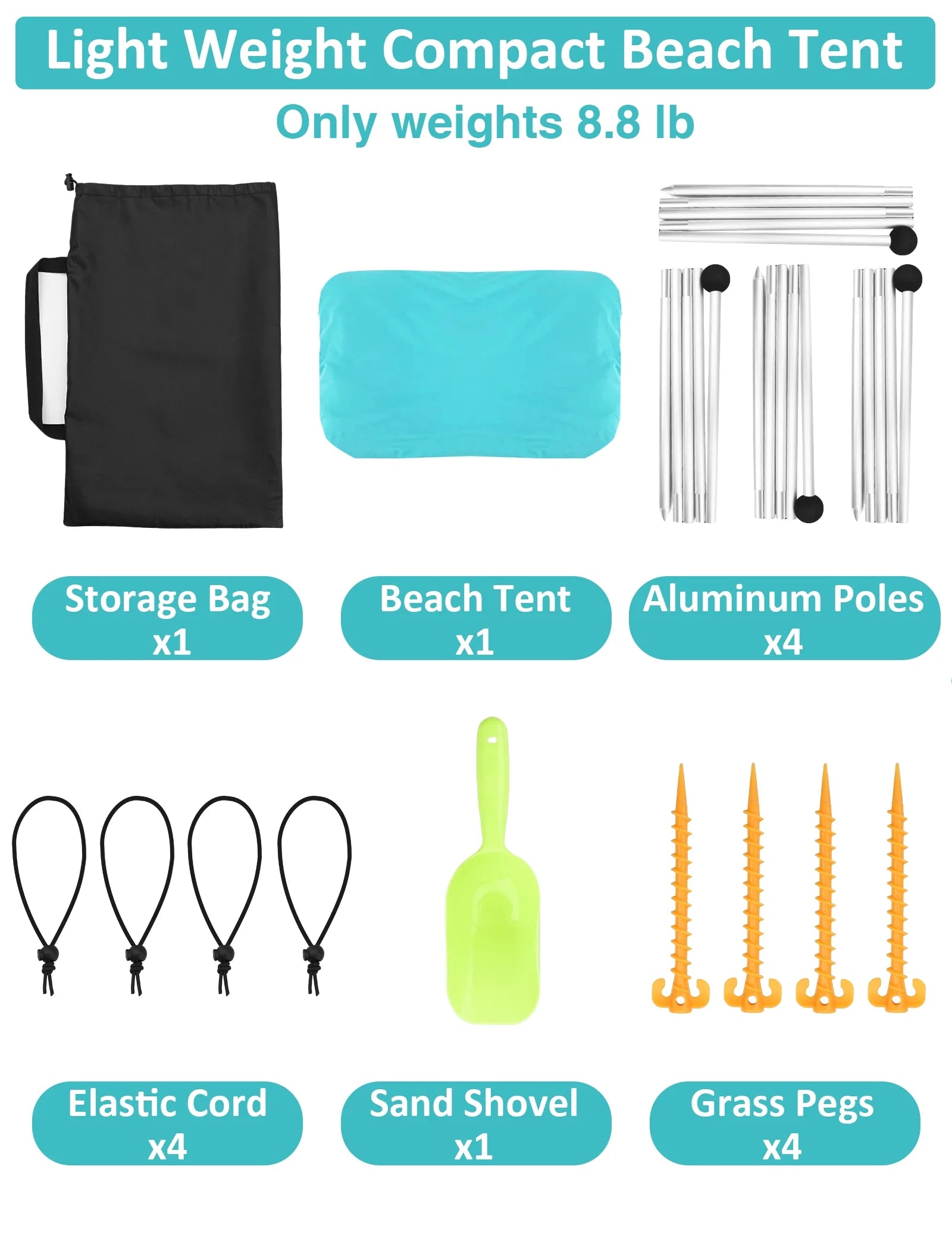 Beach Tent Canopy 10'X10' Beach Tents Sun Shelter 6-8 Person Beach Canopy Tent Sun Shade Easy Setup Pop up Beach Shade Canopy Portable Beach Tent UPF 50+ Waterproof Windproof Beach Canopy