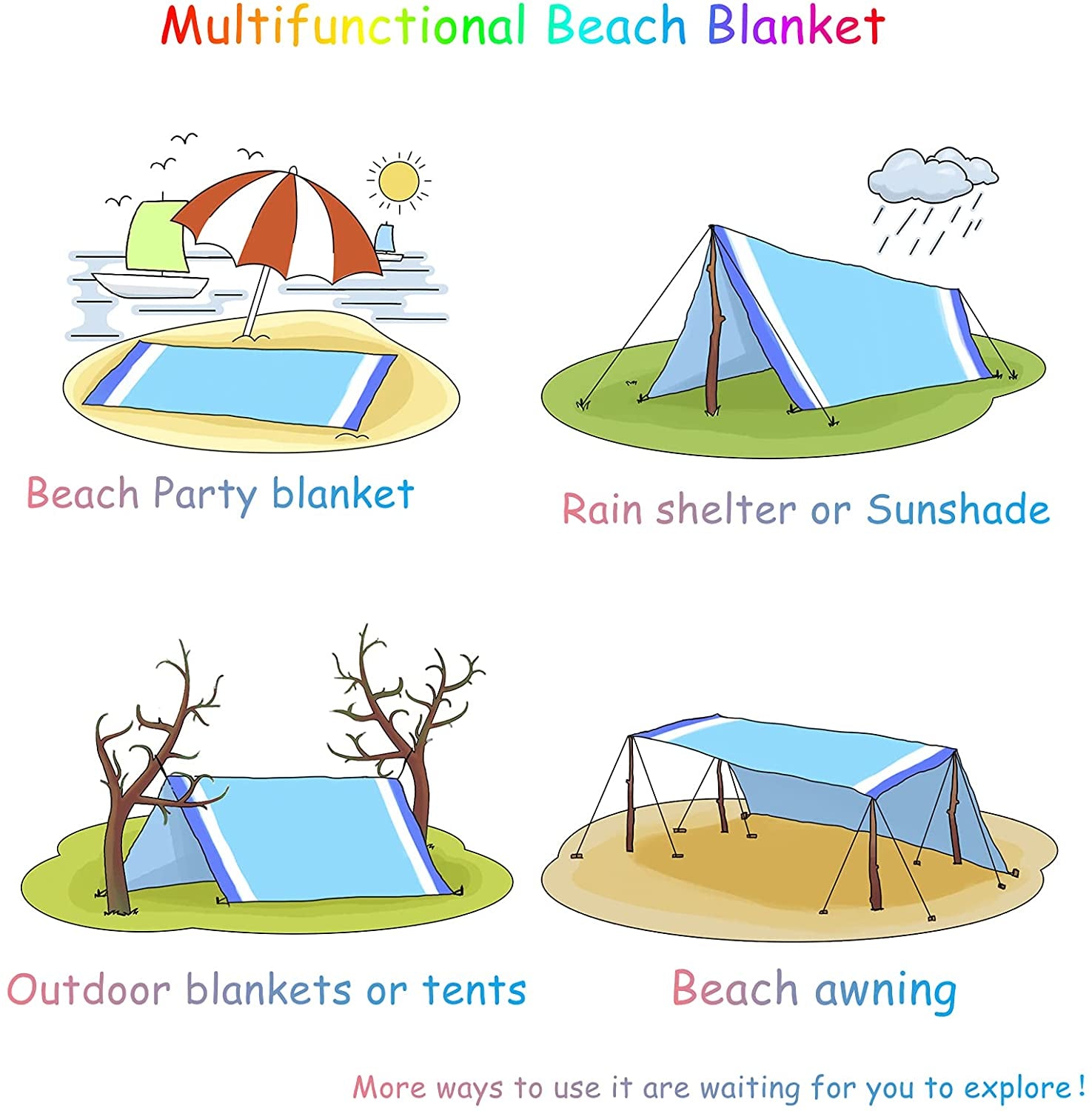 Beach Blanket Adults Oversized Lightweight Waterproof Sandproof Blanket for Beach Large Picnic Mat Travel Camping