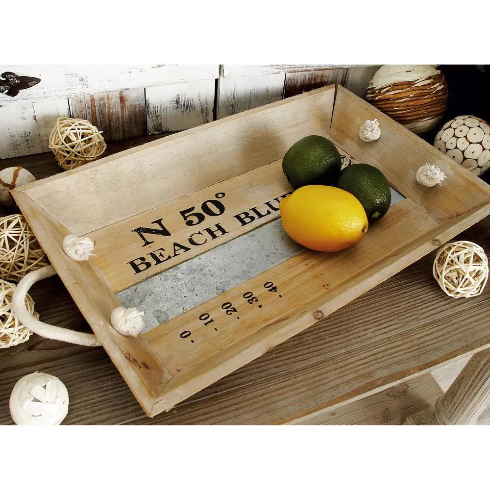 White Wood Coastal Tray (Set of 2)
