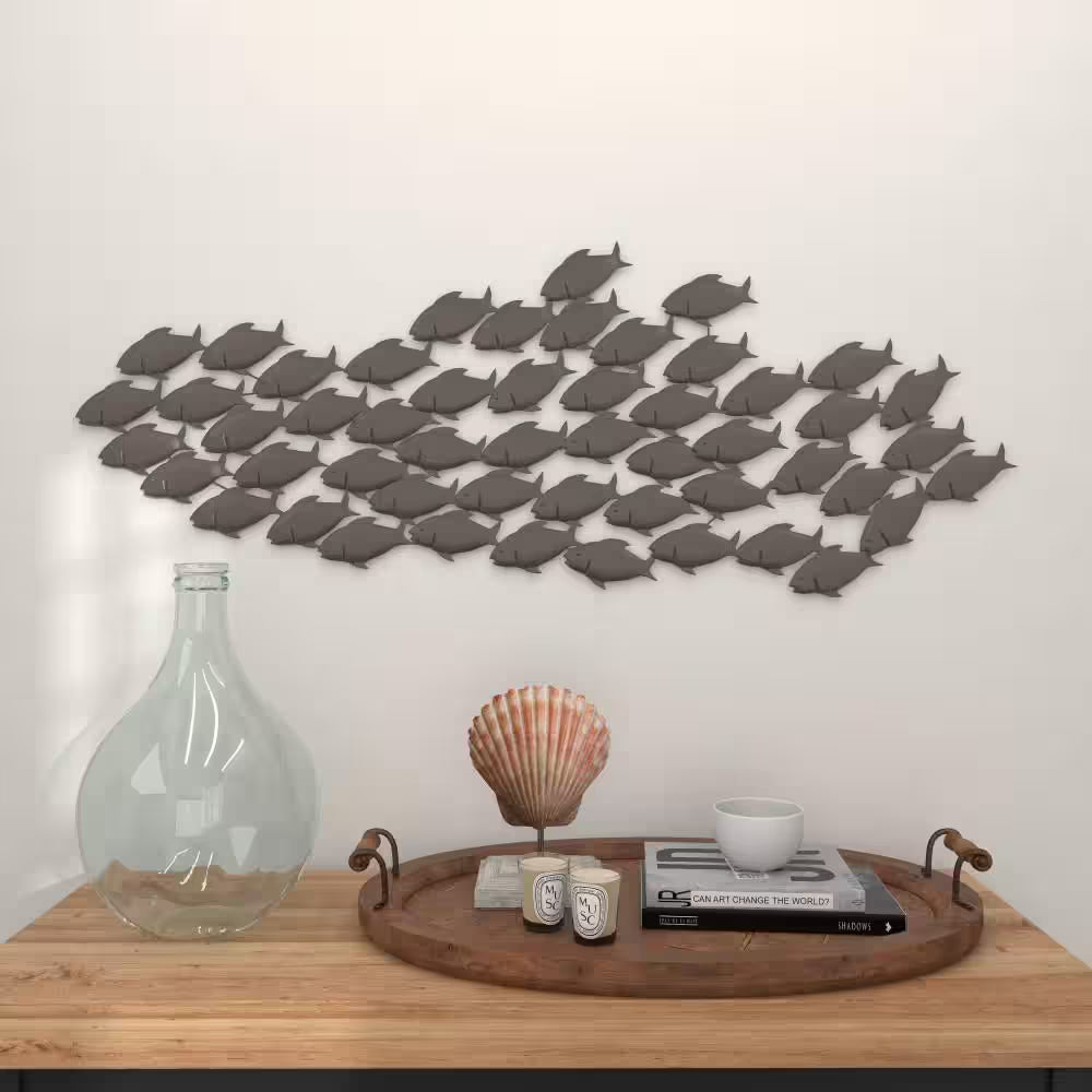 Metal Dark Brown Fish Wall Decor - 53 In. X 20 In.
