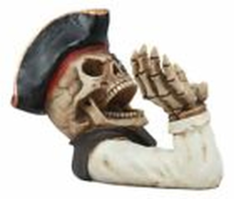 Polyresin Wicked Pirate Captain Hook Skeleton Wine Bottle Holder 8" Tall