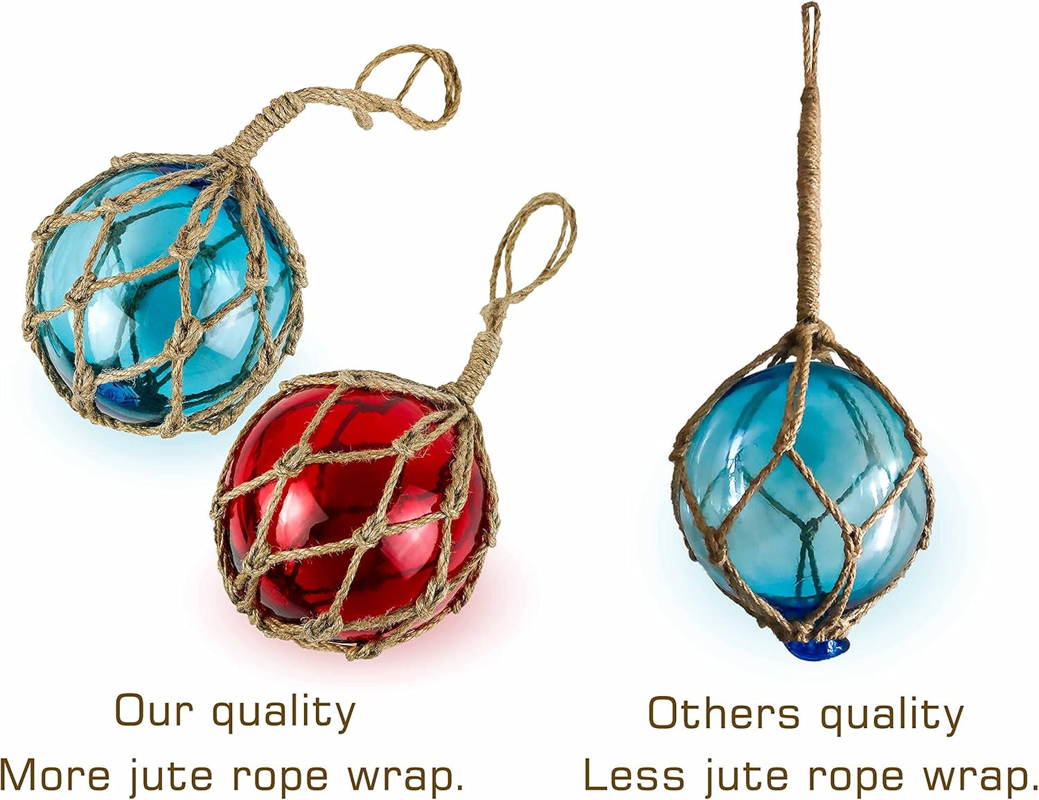 Glass Fishing Float 5" Beach Coastal Decorative Ball for Centerpiece Bowl Glass Fishing Buoy Nautical Decor Ocean Decor Set of 4 Pack