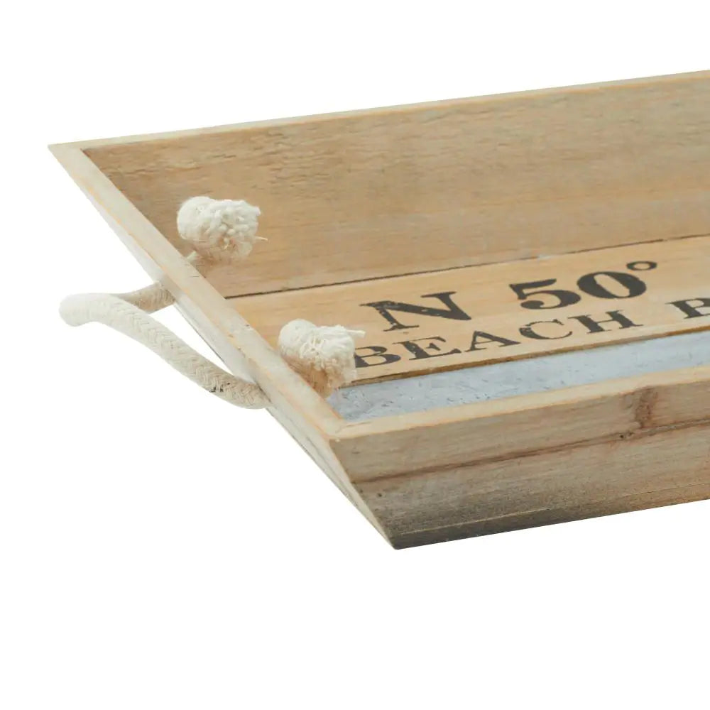 White Wood Coastal Tray (Set of 2)