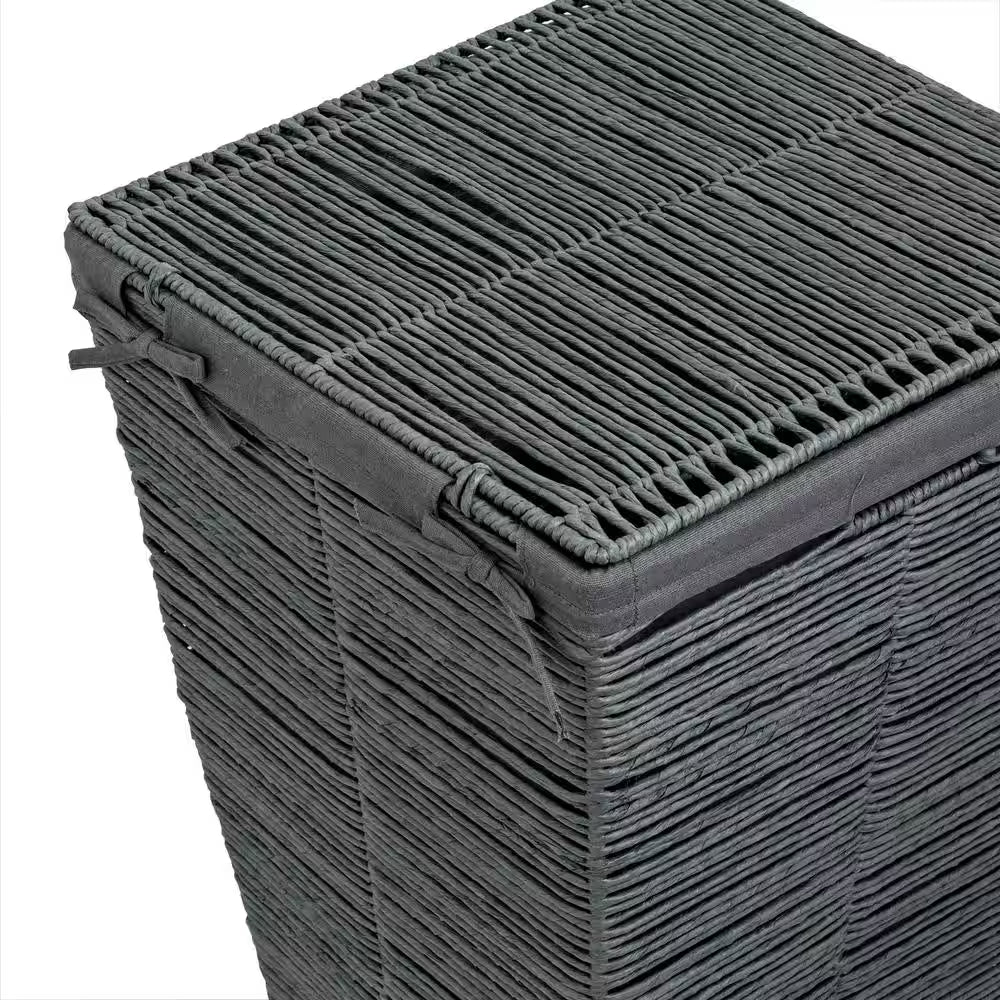 Coastal Collection Grey Rolled Paper Laundry Hamper