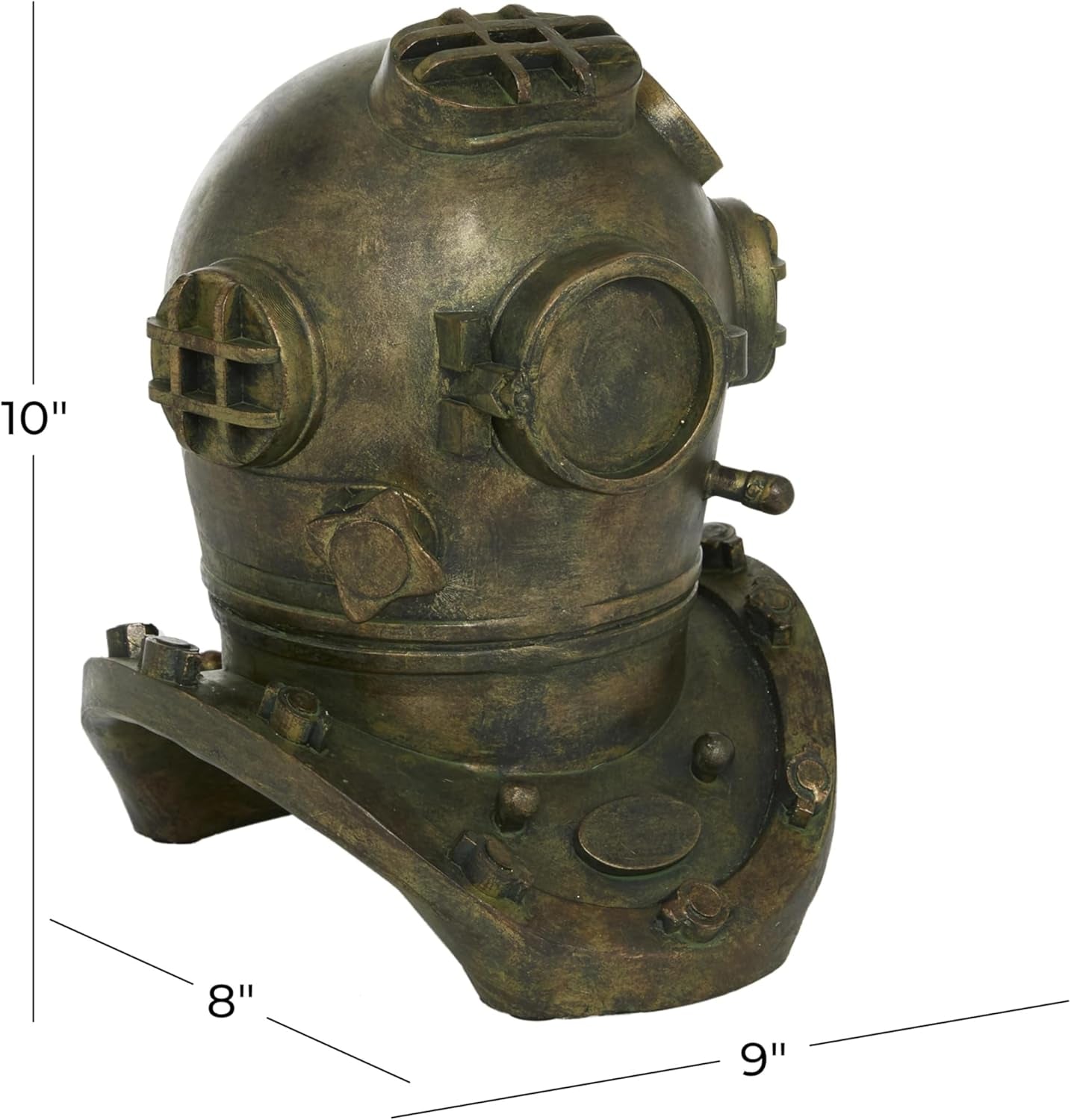 Polystone Diver Helmet, 8" X 9" X 10", Bronze