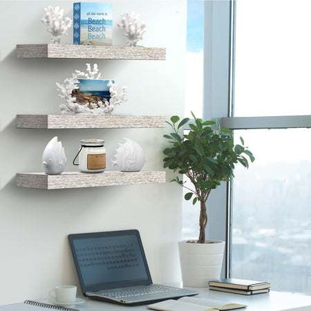 Floating Shelves - 3 Pack 16 Inch Rustic Wall Shelves for Bedroom, Kitchen, Living Room, Bathroom Shelves, Home Decor, Office - Floating Shelf for Trophy, Books, Frames, Toilet Paper