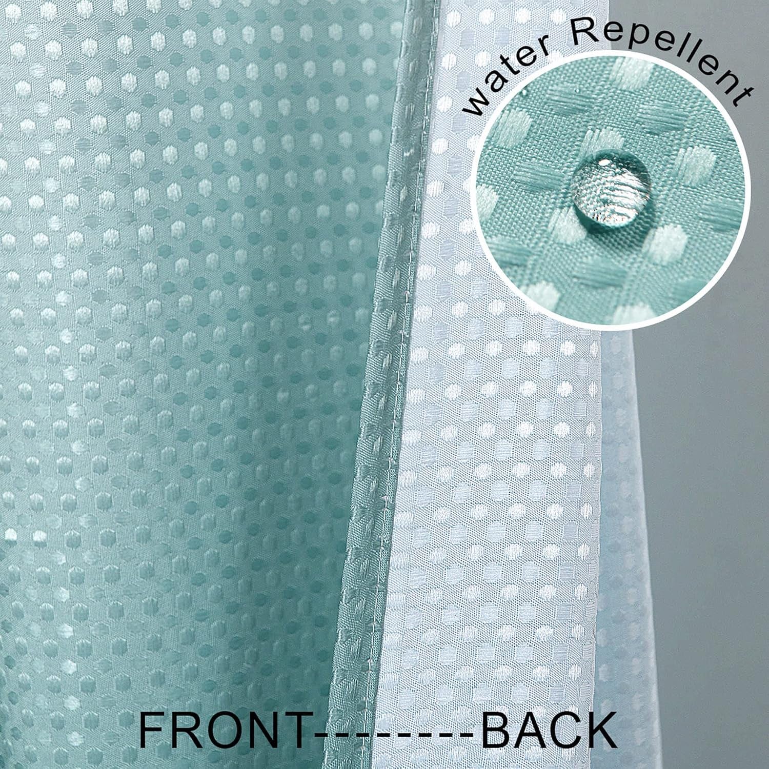 Aqua Shower Curtain,Coastal Theme Washable Fabric Cloth Beach Shower Curtain Set with Hooks for Ocean Bathroom Decor,Seafoam Sea Foam Mint Green Spa Blue