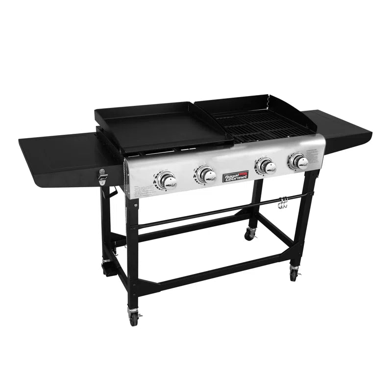 Burner Gas Grill and Griddle Combo with Side Table