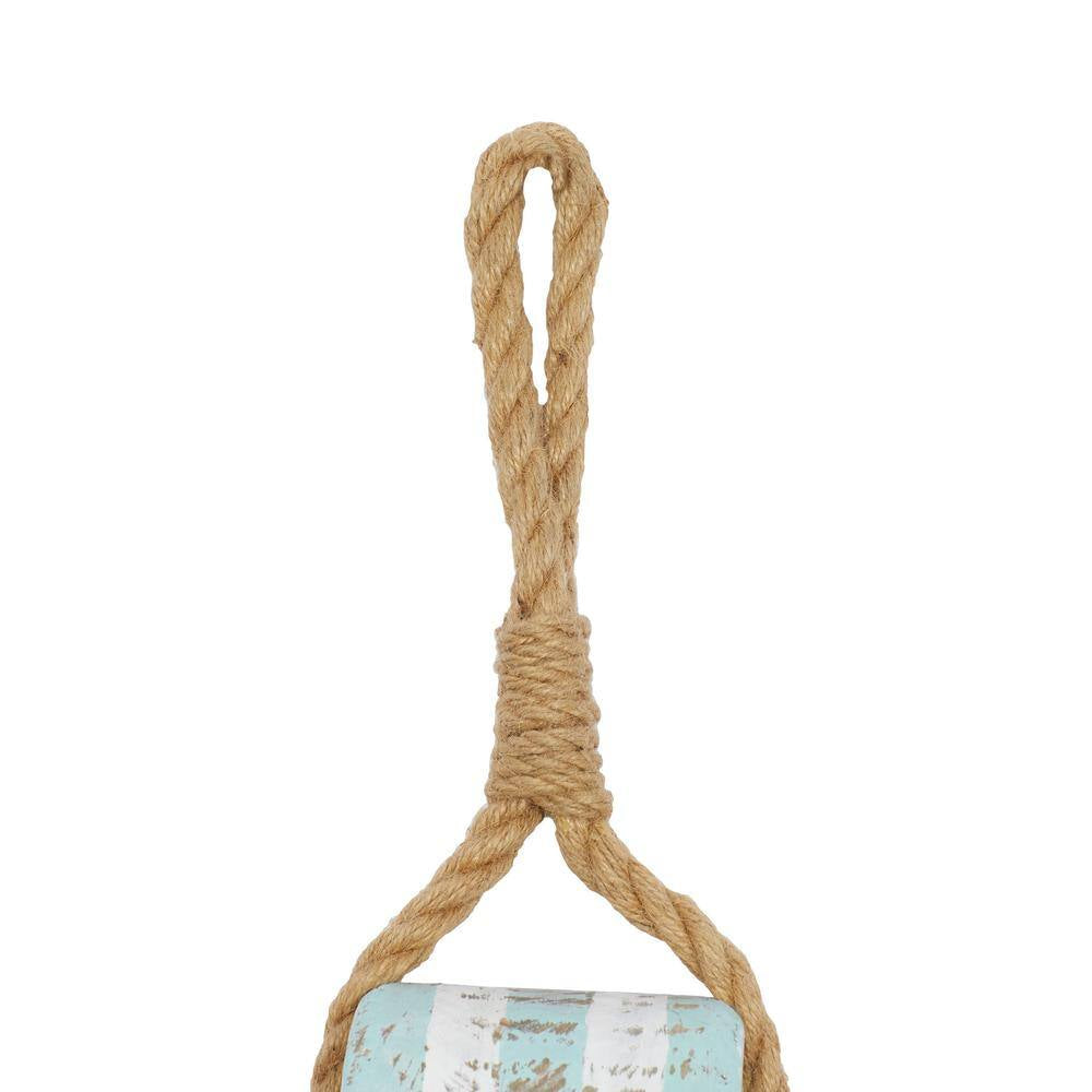 Wood Blue Pulley Sail Boat Wall Decor - 14 In. X 4 In.