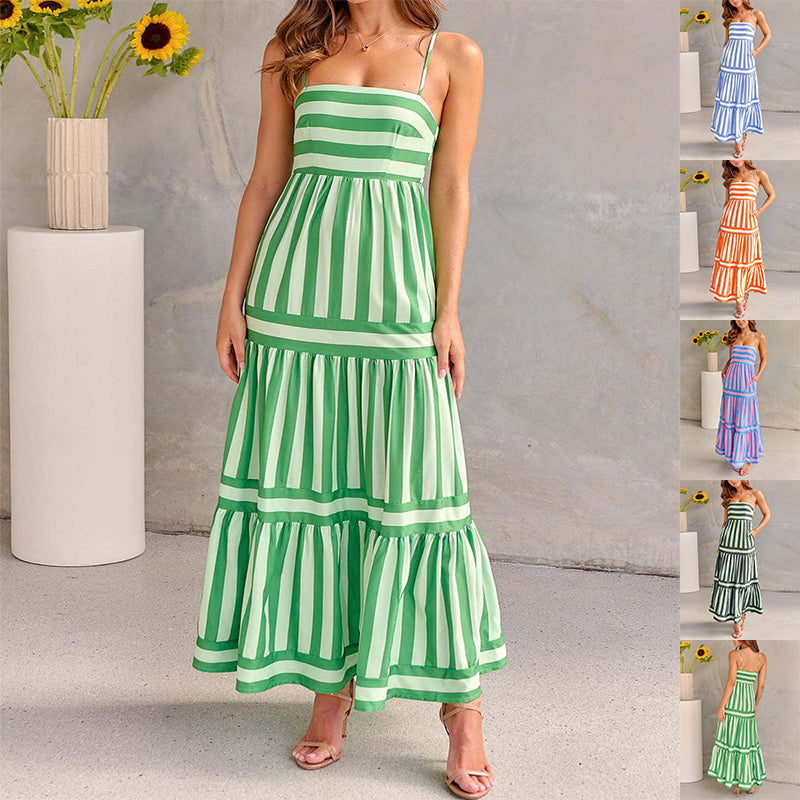 green Long Dress With Pockets