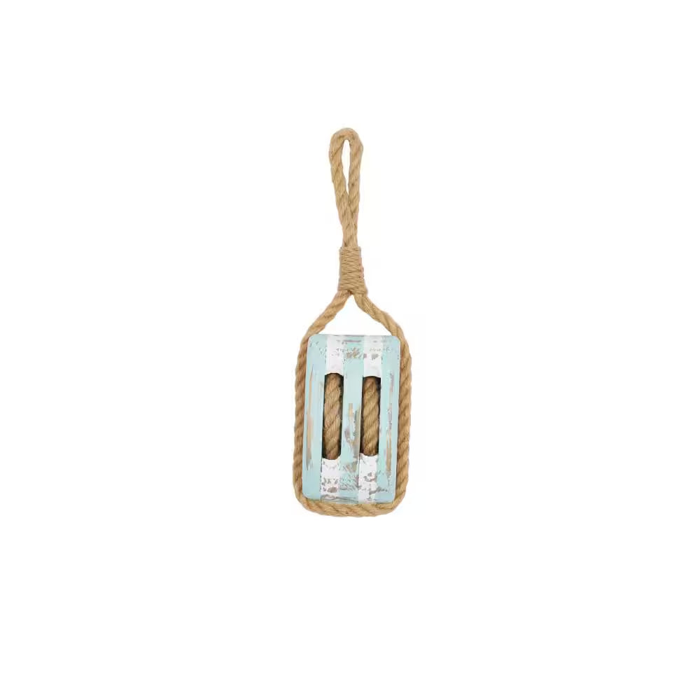 Wood Blue Pulley Sail Boat Wall Decor - 14 In. X 4 In.