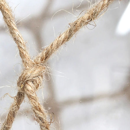 Buoy Rope Nautical Netted Coastal Ocean Sea Glass Table Lamp with Burlap Fabric Shade, Clear