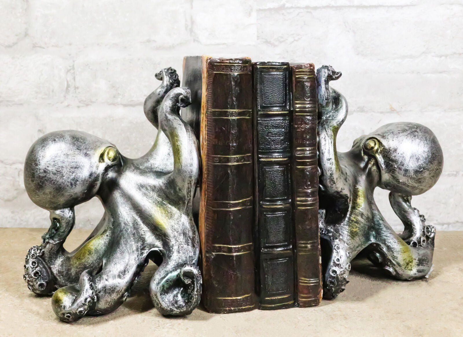 Nautical Sea Monster Octopus Bookends Set Statue Antique Bronze Finish