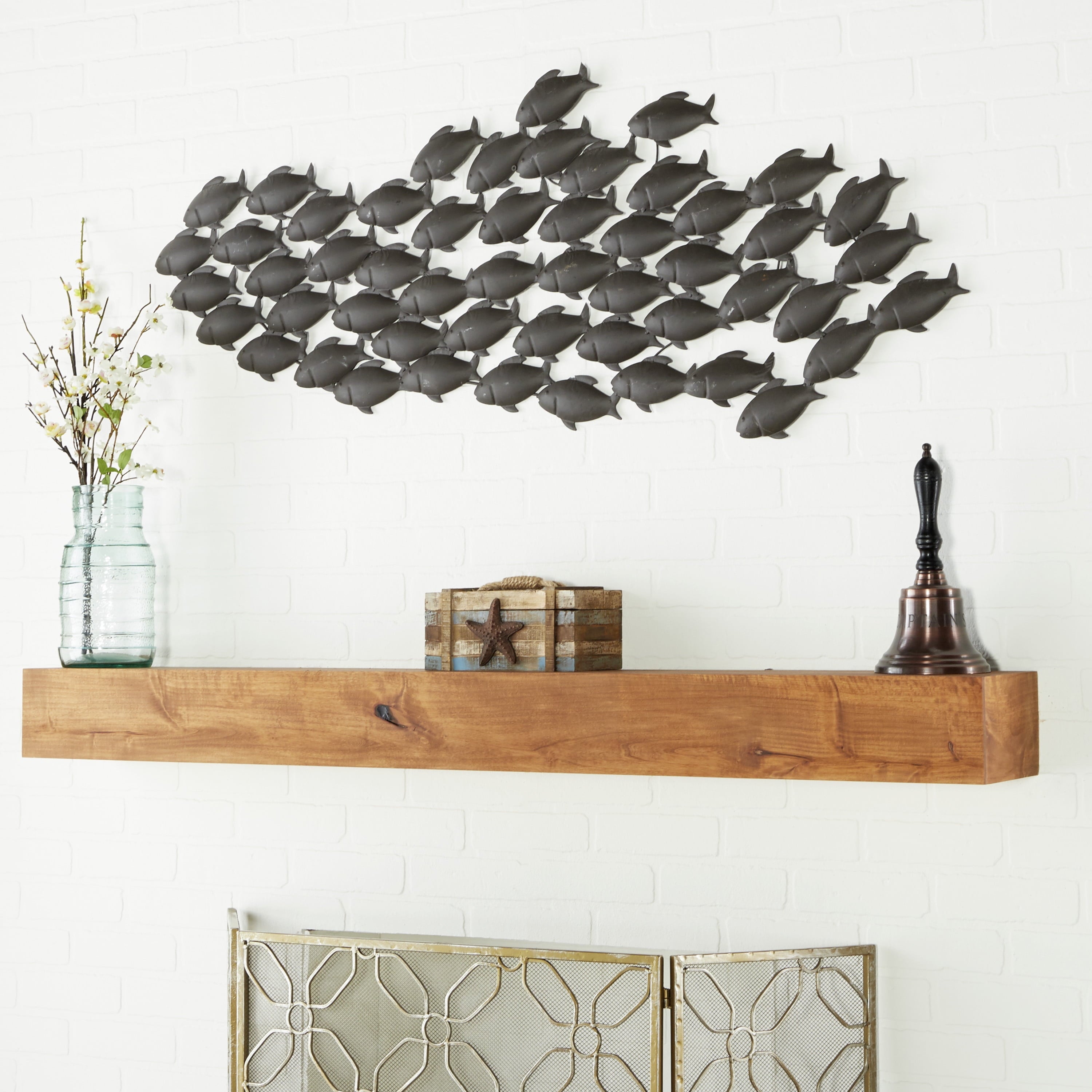 Dark Brown Metal Fish Wall Decor