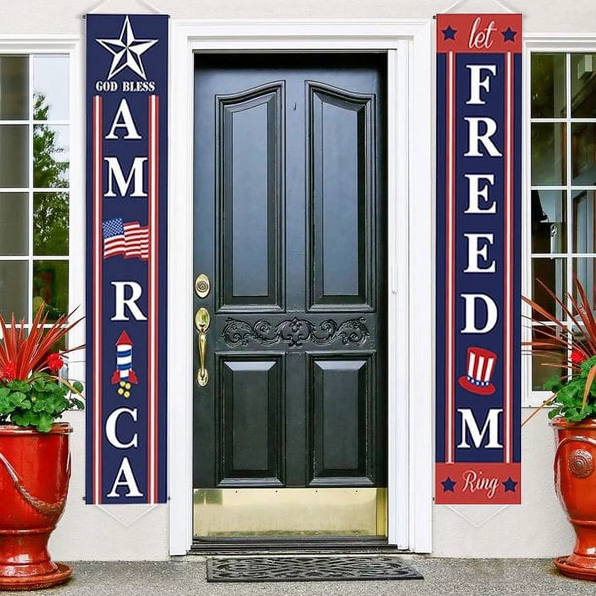 4th of July Porch Sign Patriotic Door Decoration - Fourth of July & Memorial Day Independence Day Flag Day Labor Day Hanging Banner for Yard Indoor Outdoor