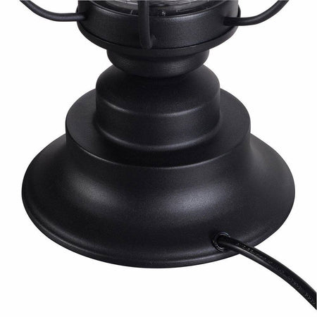 Summerwalk 28 In. Black Outdoor/Indoor Table Lamp with Off-White Fabric Shade