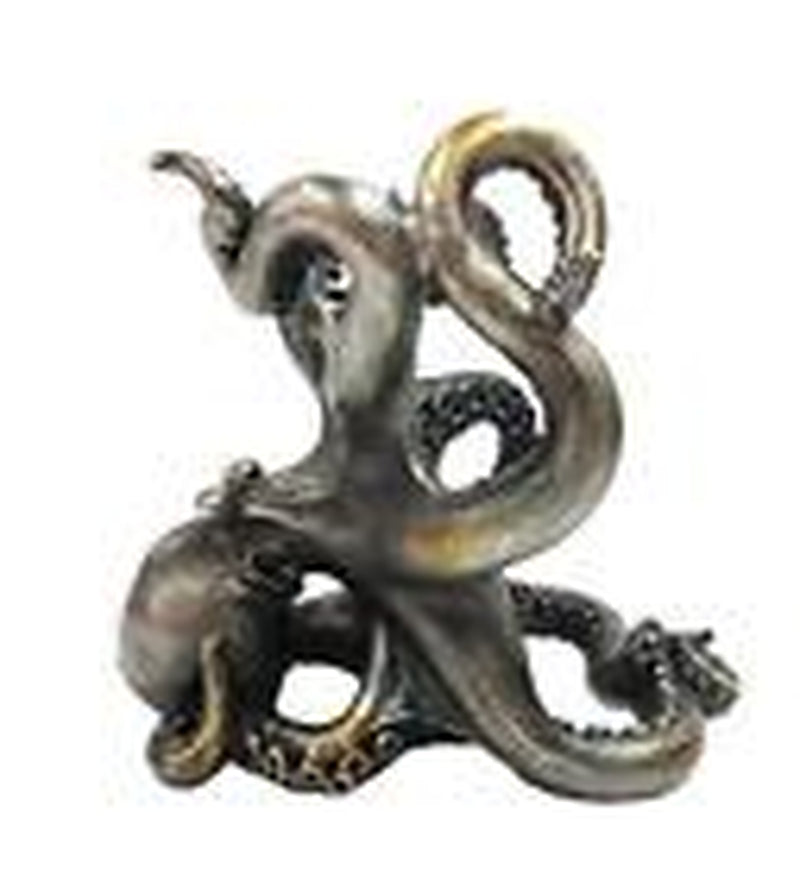 Rustic Silver Octopus Wine Holder 7.5 Inch Tall Tabletop Bar Counter