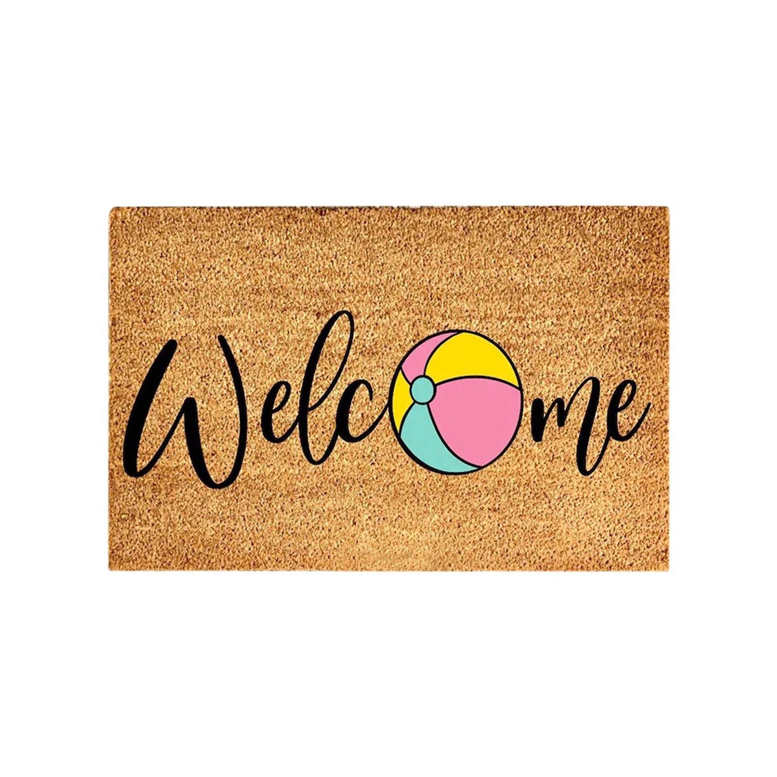 Sdjma Summer Welcome Doormat Spring Summer Mats Welcome Floor Mats Polyester Door Rug Beach Flowers Fruit Sunshine Non Slip Floor Mat for Indoor Outdoor Home Decor,16*24 Inches
