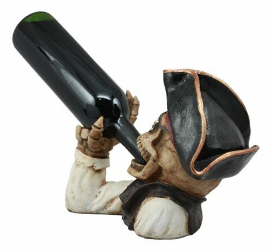 Polyresin Wicked Pirate Captain Hook Skeleton Wine Bottle Holder 8" Tall