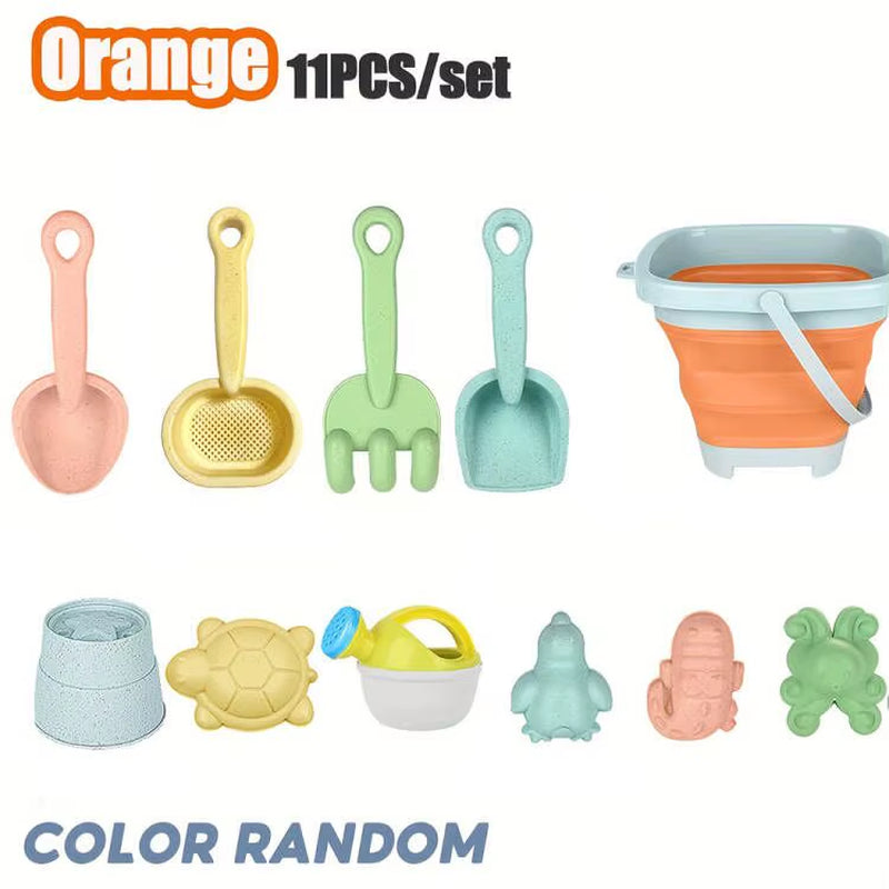 11Pcs Beach Toys Set Gift Package Sand Toys for Kids Sandbox Toys with Collapsible Bucket Shovel Set Sand Molds Summer Outdoor