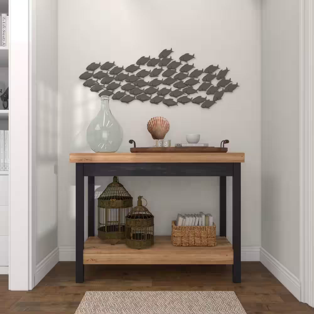 Metal Dark Brown Fish Wall Decor - 53 In. X 20 In.