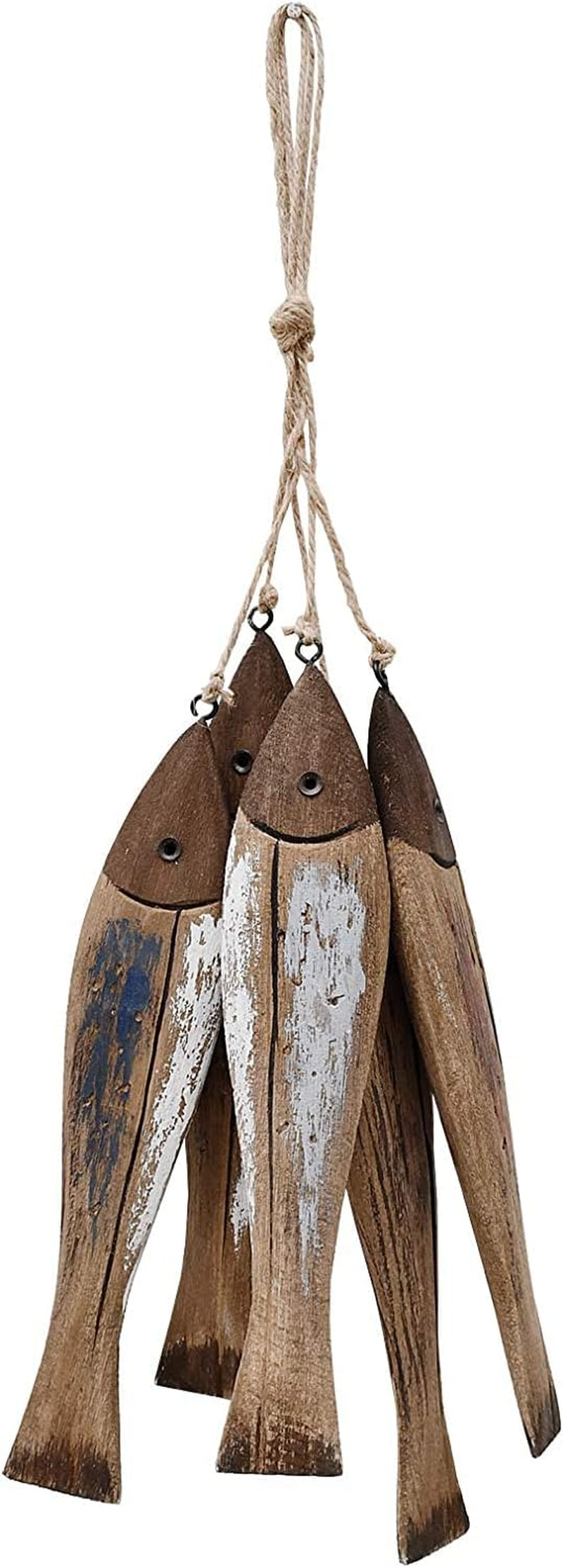 Wood Fish Wall Decor Nautical Decorations for Home Beach House Decorative Coastal Hanging Fish Decor - Set of 2 